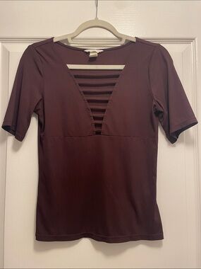 Dark purple top.